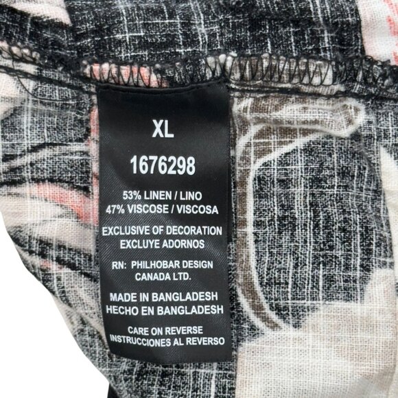 Nicole Miller Womens Black Floral V-Neck Short Sleeve Linen Blend Tunic Dress XL - Picture 3 of 11